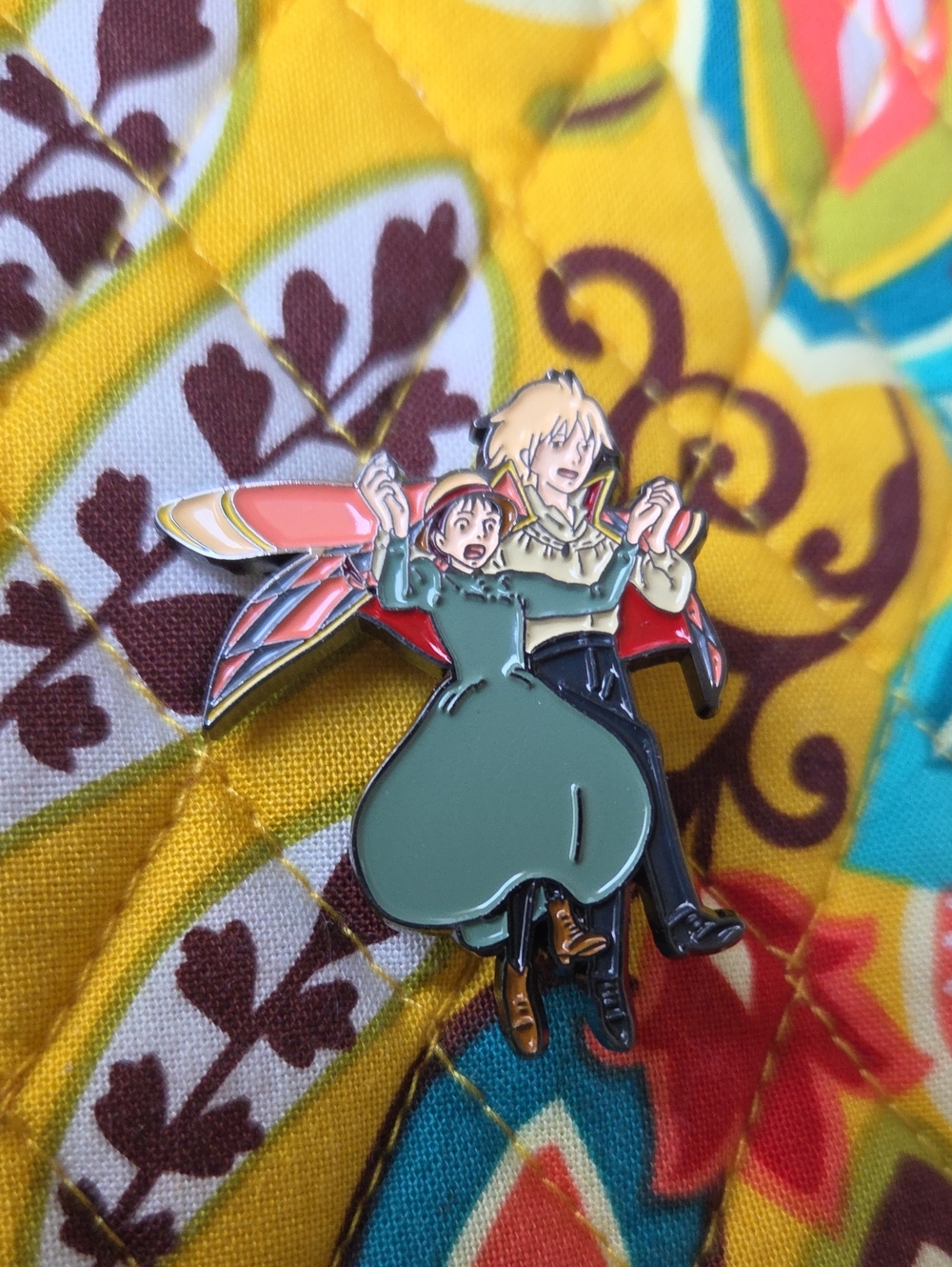 Green & Coral Anime Character Enamel Pin Key/Card Holder